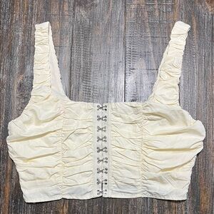 Emory Park Cream Ruched Crop Top